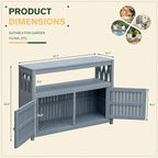 Greesum 2-Tier Outdoor Storage Cabinet in Acacia Wood, with 2 Magnetic Doors, for Garden, Picnic, Buffet, TV Stand, or Bar Table, Grey - Image 3