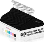 HOUSE DAY 11 Inch Velvet Baby Hangers 50 Pack Black, Premium Kids Hangers by HOUSEDAY