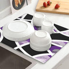 Purple Black White Geometric Abstract Dish Drying Mat - Image 3