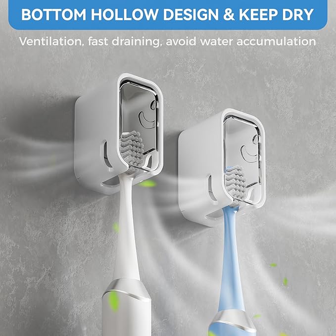 Toothbrush Holders for Bathroom【Innovation Single Slot Design】 2PCS Toothbrush - Image 3