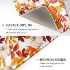 Fall Dish Drying Mat for Kitchen Counter Watercolor Pumpkins Autumn Leaves - Image 3