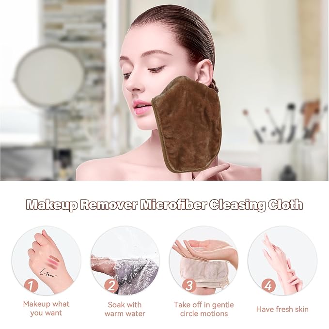 Nugilla Makeup Remover Cloths, 8 Packs Makeup Remover Towels Reusable Face Wash - Image 6