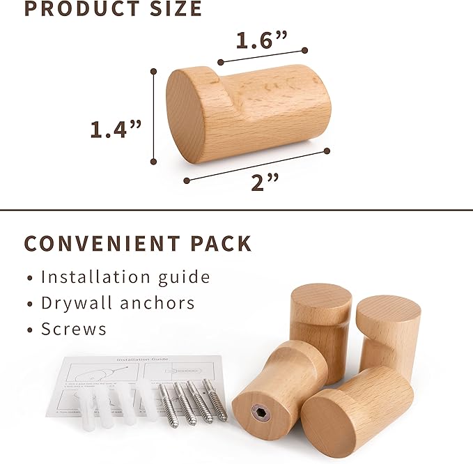 Natural Wooden Wall Hooks - Image 6