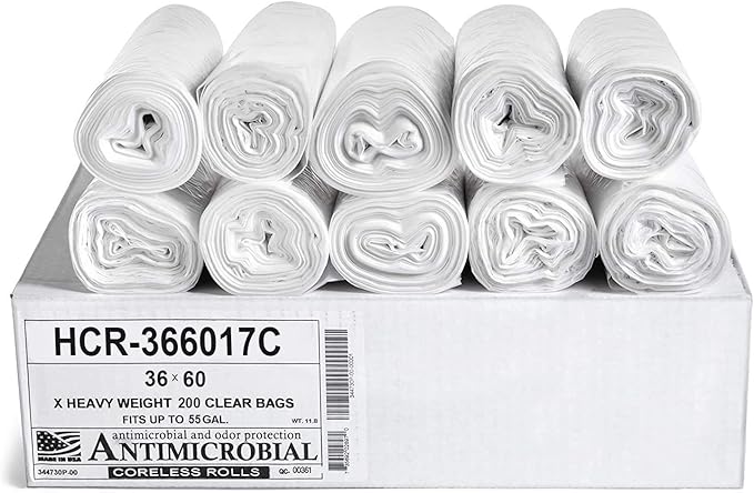 Aluf Plastics High Density Trash Bags, 55 Gallon, 17 Micron, by AlufPlastics