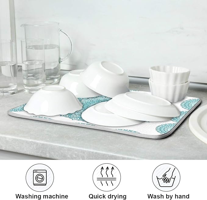 Super Absorbent Dish Drying Mat, Microfiber Fast-Drying Dish Mat, Kitchen Dish - Image 7