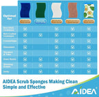 AIDEA Non-Scratch Scrub Sponge-6Count, Sponges Kitchen, Natural Sponge - Image 3