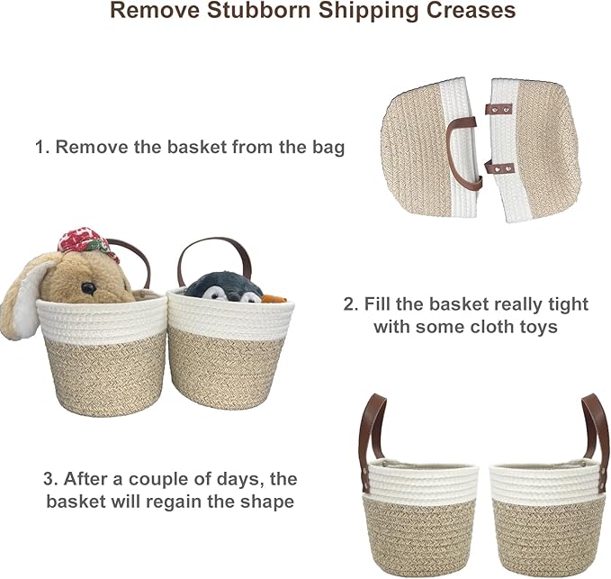 Cotton Rope Hanging Baskets for Organizing 2 Pcs Round Small Wall Basket - Image 3