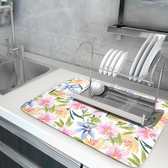 Aportt Spring Summer Floral Dish Drying Mat - Image 5