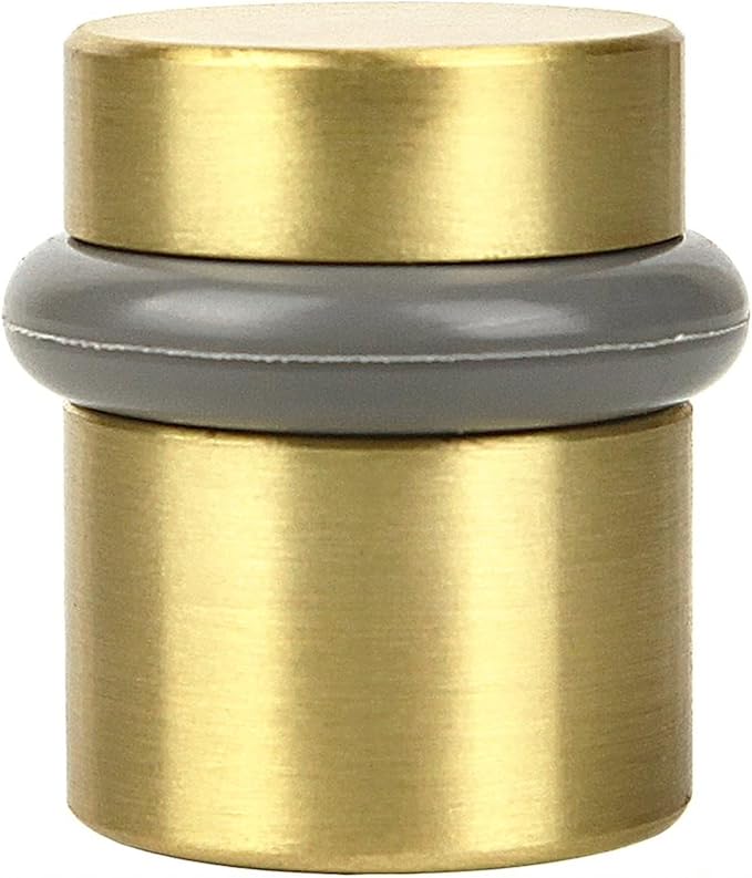 Design House Modern Cylindrical Door Stop – Satin Brass Floor Rubber Bumper - Image 5