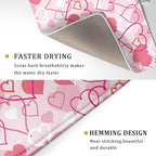 Valentines Day Dish Drying Mat for Kitchen Pink Hearts Absorbent Reversible - Image 3