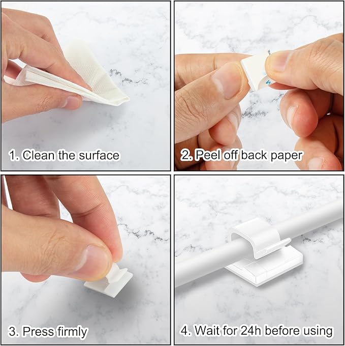 100Pcs Cable Clips, Adhesive Cable Organizer Cord Holder Wire Clip Wire - Image 5