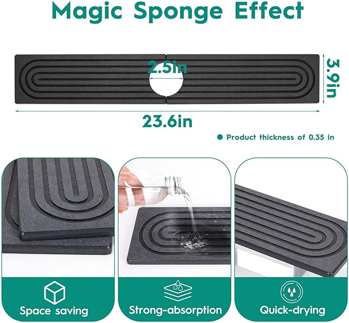 24 Inch Stone Faucet Mat for Kitchen Sink, Kitchen Sink Splash Guard-Water - Image 3