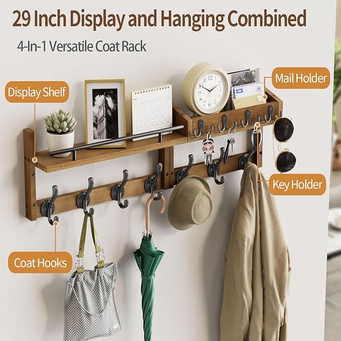29 inch Coat Rack Wall Mount - Image 2