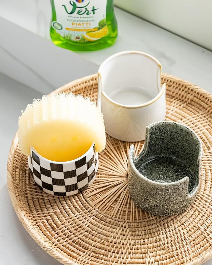 Kitchen Sponge Holder, Ceramic Dish Sponge Holder Scrubby Daddy Farmhouse Dish - Image 7