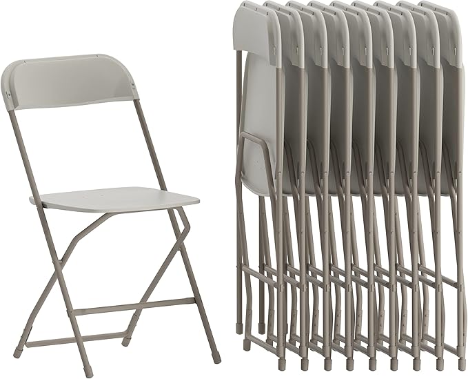 Flash Furniture Hercules Series Plastic Folding Chairs for Parties and Weddings, Stackable Commercial Event Seats, Set of 10, Beige by FlashFurniture