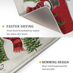 Christmas Dish Drying Mat for Kitchen Counter Red Xmas Snowman Trees Birds - Image 3