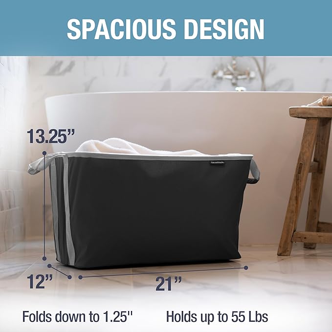 CleverMade Collapsible Laundry Basket 2 Pack – 60L Foldable Clothes Hamper - Image 3