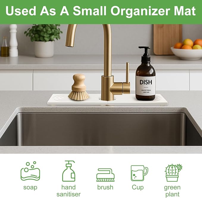 Small Stone Faucet Mat for Kitchen Sink Tray Diatomaceous Earth Quick Dry - Image 5