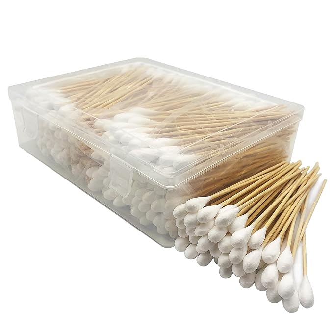 6 Inch Long Large Size Cotton Swabs 400PCS in Storage Box, Bamboo Sticks & by MRCMUCEZ