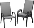 JEAREY Patio Dining Chairs Set of 4, Outdoor Stackable Dining Furniture Set, All Weather Dining Set for Lawn, Garden, Backyard, Poolside, Deep Gray by JEAREYOutdoorsCollection