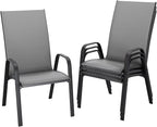 JEAREY Patio Dining Chairs Set of 4, Outdoor Stackable Dining Furniture Set, All Weather Dining Set for Lawn, Garden, Backyard, Poolside, Deep Gray by JEAREYOutdoorsCollection