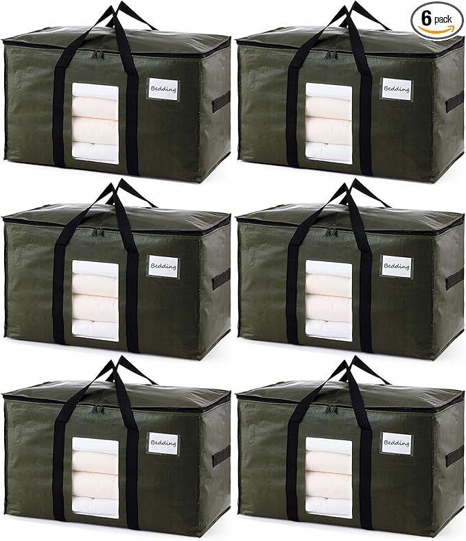 TAILI 6 Pack Green Extra Large Moving Bags, Heavy Duty Totes by TAILI