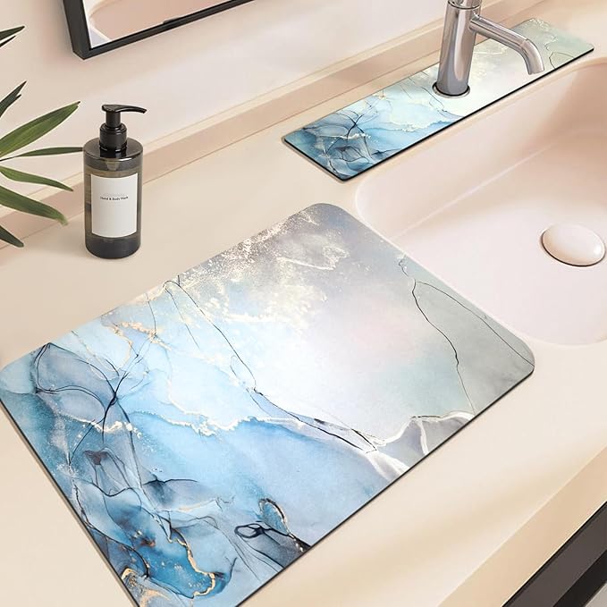 19.5" x 12" Dish Drying Mat & 24" x 5.5" Sink Splash Guard, Super Absorbent - Image 5