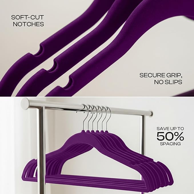 Utopia Home Velvet Hangers 50 Pack – Luxury Non-Slip Slim Pant & Coat Hangers - Image 4