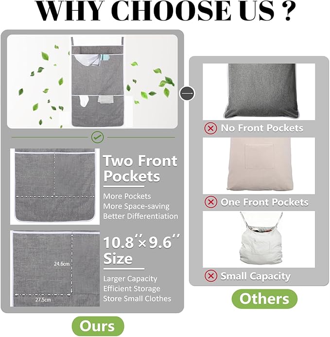 XL Hanging Laundry Hamper Bag, Door Hanging Hamper - Image 2