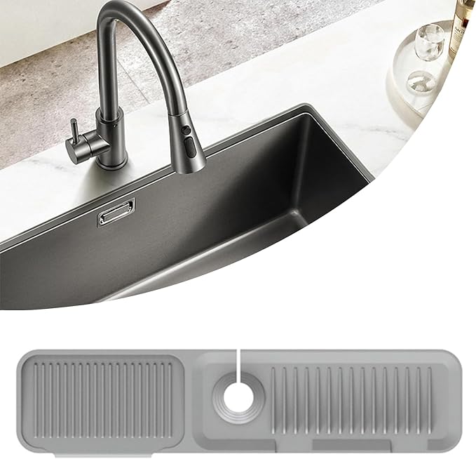Kitchen Sink Splash Guard Silicone Faucet Handle Drip Catcher Tray Sink by MOODKEYbrand