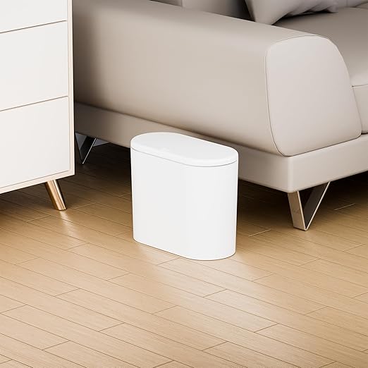 Yieach White 3.17 Gallon Slim Small Bathroom Trash Can - Image 7