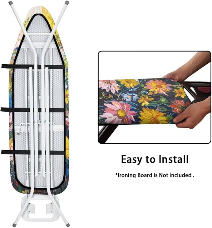 Cat Colorful Flowers Ironing Board Cover - Image 4