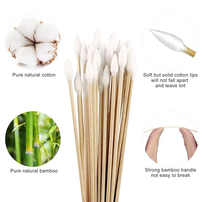 Eyxformula 600 Pcs 6 Inch Gun Cleaning Swabs Lint Free, Pointed Tip Long Cotton - Image 3