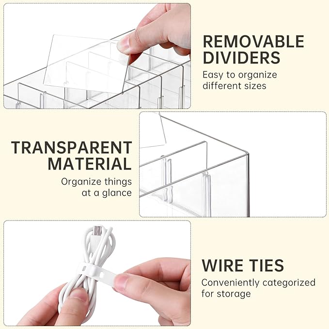 2Pcs Cable Charger Organizer Box, Large Cords Storage Organizer - Image 4