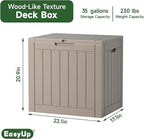 EasyUp 35 Gallon Resin Deck Box Waterproof, UV Resistant Outdoor Storage Box for Delivery, Patio, Garden, and Porch,Striped Gray - Image 2