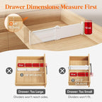 Lifewit 4" Tall 12 Pack Drawer Dividers, 27-42cm/10.5-16.5" Expandable Drawer - Image 3