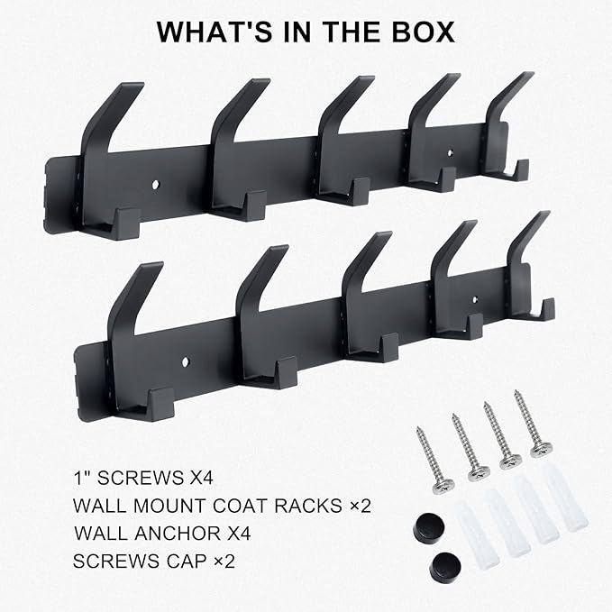Coat Rack Wall Mounted, 5 Coat Hooks - Image 7