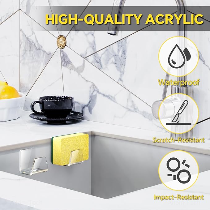NiHome Clear Acrylic Kitchen Sink Sponge Holders 2PCS - Image 3