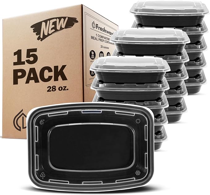 Freshware Meal Prep Containers 15 Count Compartment Food Storage Containers by Freshware