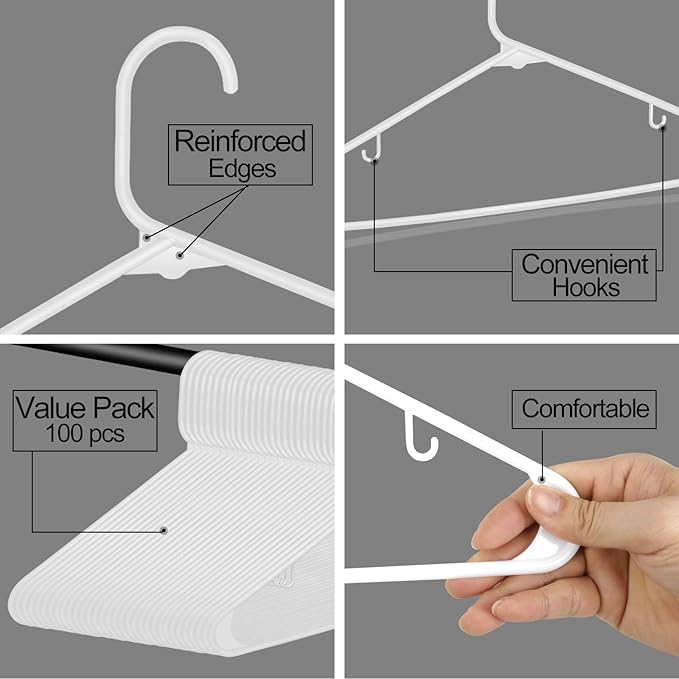 SUPER DEAL Plastic Hangers 100 Pack, Clothes Hangers - Image 4
