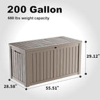 DRATO 200 Gallon Deck Box, Waterproof Resin Large Outdoor Storgae Box for Patio Furniture, Patio Cushions, Gardening Tools, Pool Supplies, Lockable（Gray，200 Gallon） - Image 5