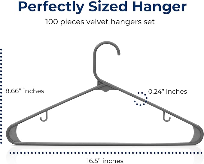 SereneLife 100 Pack Plastic Hangers, Space-Saving Closet Organizers, Durable - Image 2