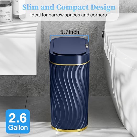 Bathroom Small Trash Can with Automatic Touchless Lid, 2.6 Gallon Smart Garbage - Image 3