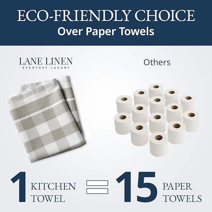 LANE LINEN Cotton Kitchen Towels Set, Quick-Drying Dish Towels, Tea Towels - Image 7