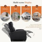Sweetcrispy Recliner Chair PU Leather Recliner Sofa No Massage, Home Theater Seating with Lumbar Support, Adjustable Push Back Overstuffed High-Density Sponge Reclining for Living Room, Black - Image 7