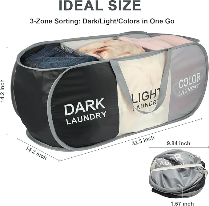 Seefoo 3-Section Foldable Hamper - Image 5