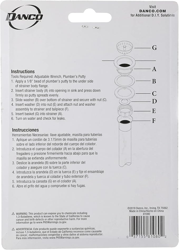 Danco 81080 Sink Strainer Nut and Washer Set - Image 5
