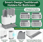 Toothbrush Holders for Bathrooms, Adjustable 6 Slots Electric Toothbrush and - Image 7