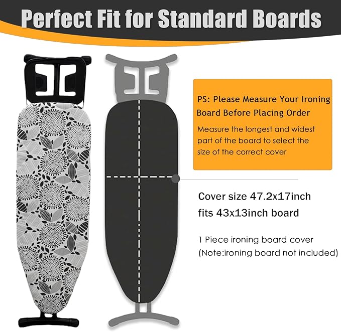 Ironing Board Cover and Pad, Sewn-in Thick Feltpads, Elastic Edge, Fits - Image 4