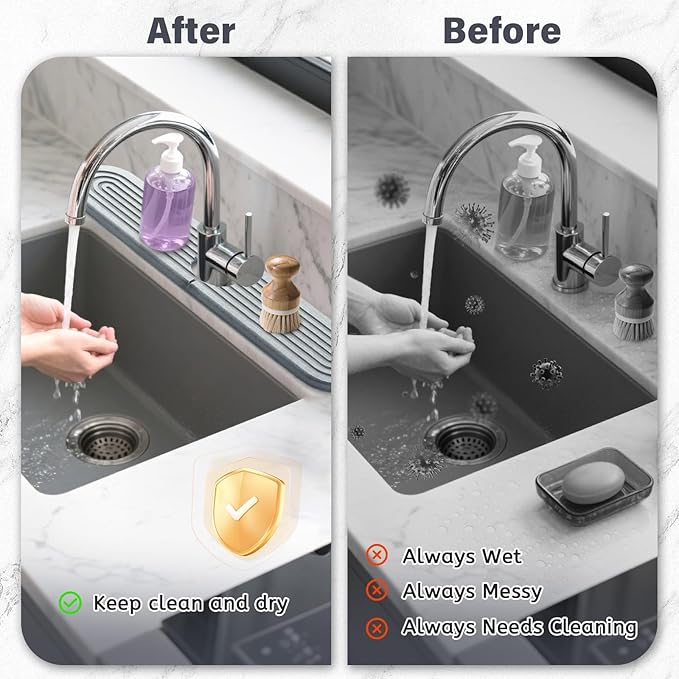 2 Set/4PCS Faucet Mat for Kitchen Sink Splash Guard Faucet Mat Absorbent - Image 5
